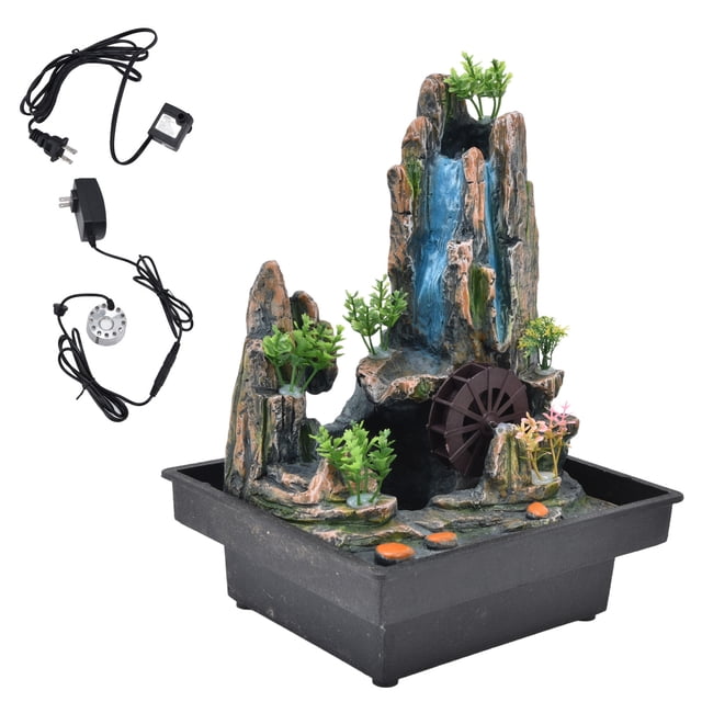 Waterfall Fountain, Peaceful Desktop Fountain Simple Resin With Atomizer For Living Room For Table US Plug 110V