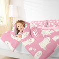 thumbnail image 3 of Manfei Cute Cartoon Ghost Twin Comforter Sets 2pcs, Halloween Theme Bedding Set, Pink White Cream,Pink Reversible,1 Comforter and 1 Pillowcase, 3 of 6