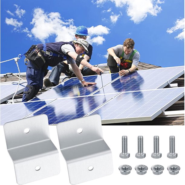 Soporte Z de panel solar de 4 piezas, soportes de montaje Z, soporte de aluminio de paneles solares con pernos de tuercas para fijación de techo de barco soporte Z