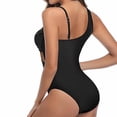 thumbnail image 4 of LEBONYARD Ladies' Side Twist One-Piece Swimsuit,Women Solid Color Backless Strap Bikini Swimsuit Black L, 4 of 5