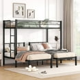 thumbnail image 3 of Twin Over Twin Over Twin Triple Bunk Bed for Kids,Metal Triple Bed with Full-Length Guardrail and Ladder,Separates Into 3 Twin Beds,Noise Reduced Structure,Black, 3 of 9