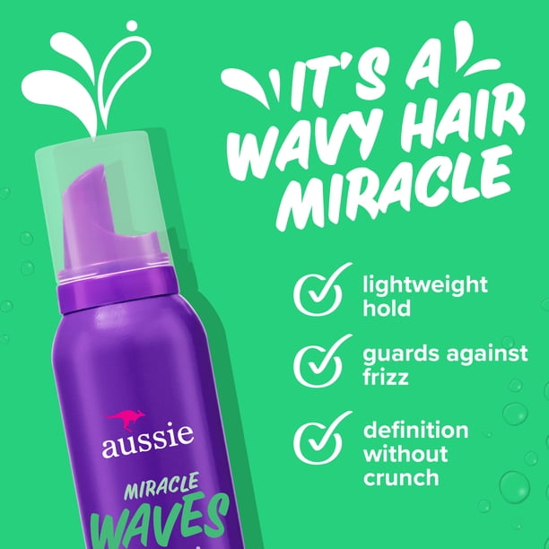 Aussie Miracle Waves Soft Wave Mousse with Hemp Seed Oil, Paraben
