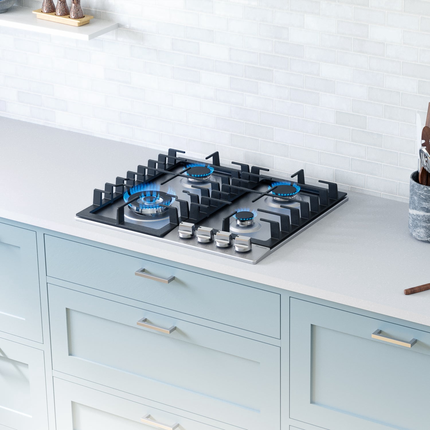 Rangaire RCG241S 24" Gas Cooktop - Stainless Steel, Sealed Burners, Cast Iron Grates, Die Cast Metal Burner Controls