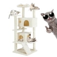 thumbnail image 4 of Cat Tree Tower Simple Deluxe de 54 pulgadas con hamaca y juguete, color beige, 4 of 4