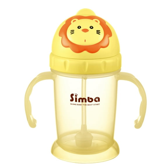 Simba 8 oz Flip-it Baby Training/Sippy Cup with Weighted Straw (Yellow Lion, BPA Free)