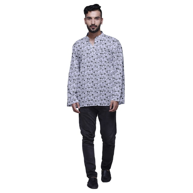 Atasi Kurta Courte en Coton Ethnique pour Garçons Kurta Imprimée pour Fête pour Hommes