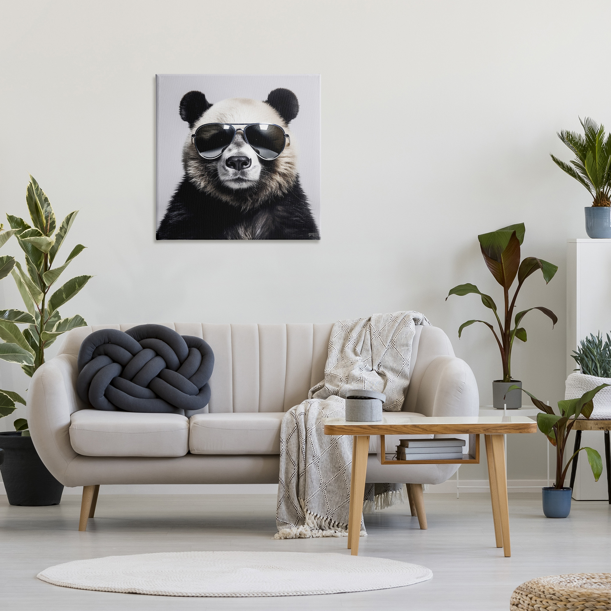 Stupell Industries Trendy Panda in Glasses Animals & Insects Painting Gallery Wrapped Canvas Art Print Wall Art, 30 x 30