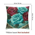 thumbnail image 4 of Teal Roses Flower Heart Satin Pillowcase for Hair and Skin Silk Pillowcase Pillow Case with Envelope Closure Throw Pillow Cover for Bedroom Couch Sofa Home Car Decor - Standard,, 4 of 7