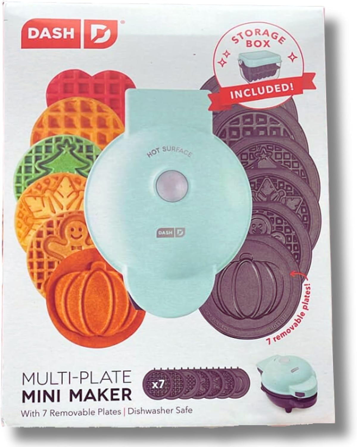 Dash Mini Waffle Maker (2 Pack) for Individual Waffles Red and Metallic  Blue