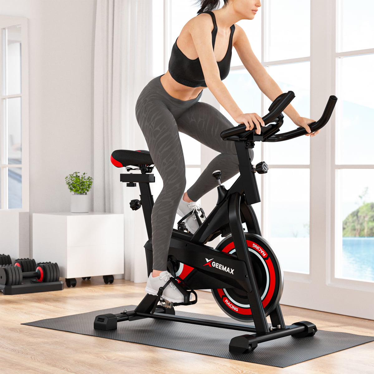Exercise Bike Fitness Gym Indoor Cycling Stationary Bicycle Cardio Workout w/LCD 