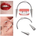 thumbnail image 2 of 4 piezas de anillos de dientes de vampiro de acero inoxidable, anillos para uñas con sonrisa, 2 of 8