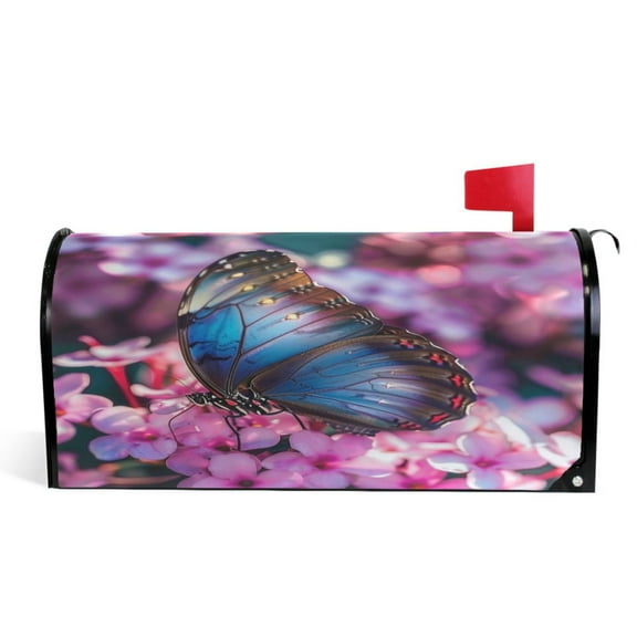 Ryvnso Mailbox Cover Butterfly on Flowers Magnetic Mailbox Wrap Standard Size 21x18 Inch