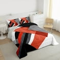 thumbnail image 3 of Manfei Fashion Red Rectangle Bedding Comforter Set, Chic Modern Geometric Twin Comforter Sets, Abstract Ombre Reversible Bedding Set, Super Cozy Room Decor, 2pcs, 3 of 8