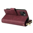 thumbnail image 6 of Dteck Case Compatible with iPhone 14,Magnetic Leather Wallet Case with 9 Card Slots Stand RFID Blocking Premium Zipper Protective Flip Leather Phone Cover with Wrist Strap,Winered, 6 of 6