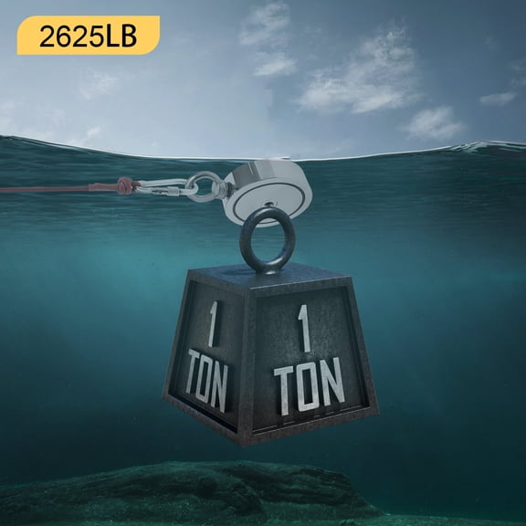 DENEST 2625LBS Double Sided Fishing Magnet Kit Force Rope Carabiner Goves Heavy duty