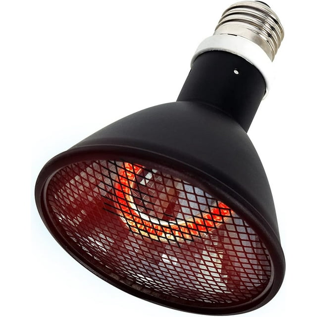 Reptile Basking Heat Lamp Bulb Splashproof Energy Saving Deep Heater NonLuminous Bulb Heating for Reptile Amphibians (W)