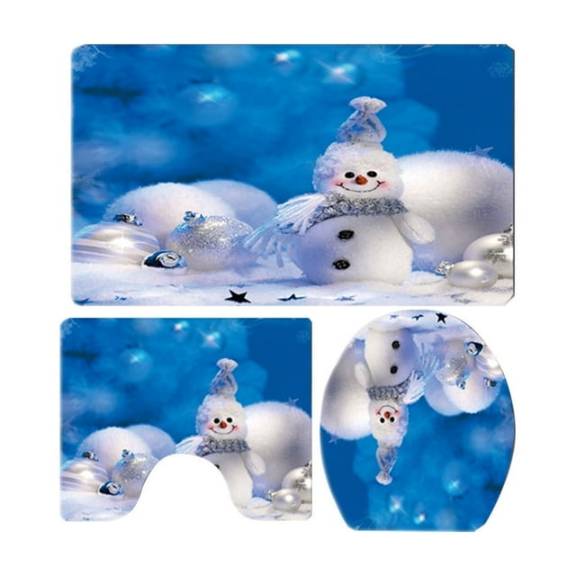 Christmas Bathroom Setschristmas Bathroom Mat Set Non Slip Bath Mats and Rugs for Shower Toilet Cover and Bathtub Rug Soft and Absorbent Flooring Accessories for Home Decor 3 Piece