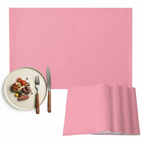 Pink Placemats Set of 8, Solid Color Table Mats Washable Heat-Insulation Non-Slip Place Mats for Kitchen Dinner Table Indoor Outdoor Decor,13x19 Inch