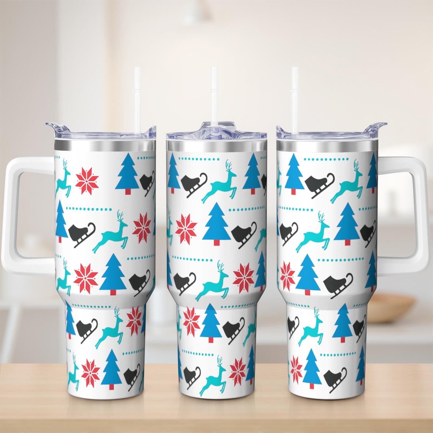 1pc 40 oz Christmas Tumbler with Lid and Straw Stainless steel Insulated tumblers Cute water bottle Travel/Gym coffee tumbler Gifts for Women/men