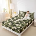 thumbnail image 4 of Feelyou Boy Cartoon Camo Twin Sheet Sets, Green Initial F Letter Bedding, 3pcs, 4 of 7