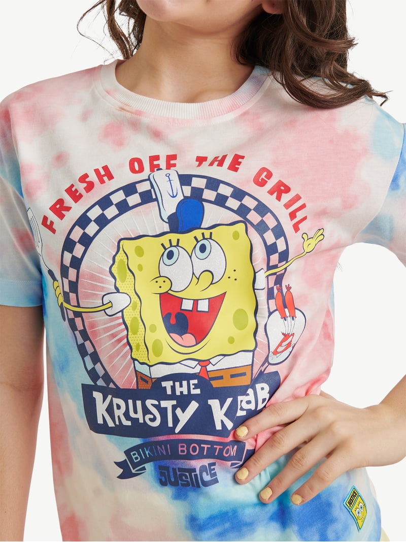 Spongebob X Justice Americana Collab Girls Oversized Tee, Sizes XS