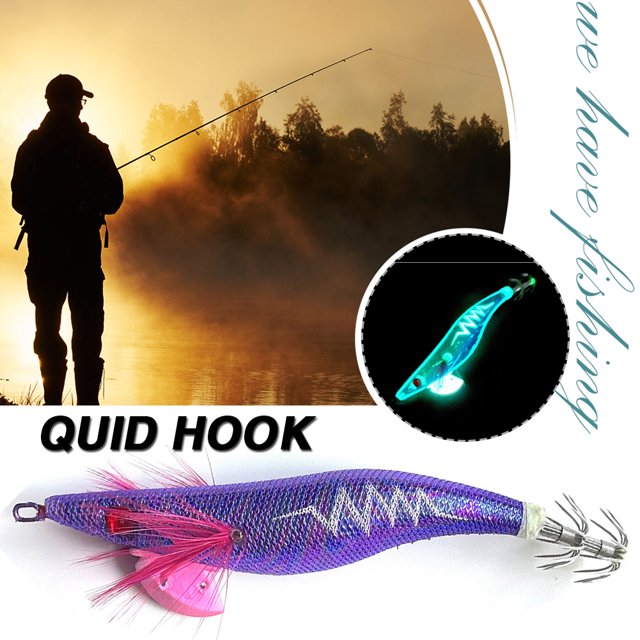 Señuelo de pesca luminoso de madera realista camarón calamar anzuelo Swimbait (estilo B)