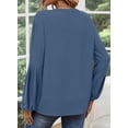 thumbnail image 2 of Sidefeel Tunic Tops for Women Loose V Neck Top Shirts Long Sleeve Pleated Blouse Shirts Basic Chiffon Shirt Blue XL US16-18, 2 of 10