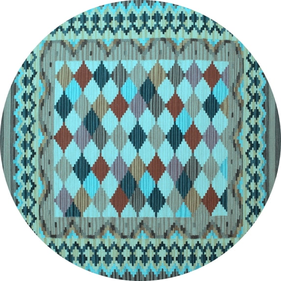 Ahgly Company Indoor Round Abstract Light Blue Contemporary Area Rugs, 8' Round