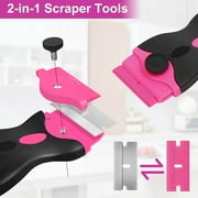 THINKWORK Razor Blade Scraper - Pink Razor Scraper Gift for Women, 2-in-1 Scraper Tool Set with 20Pcs Razor Blades for Removing Window Labels, Decals, Stickers, Glass Stove Top (2 Pack)