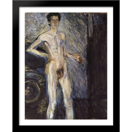 Self Portrait (Nude in a full figure) 28x34 Large Black Wood Framed Print Art by Richard