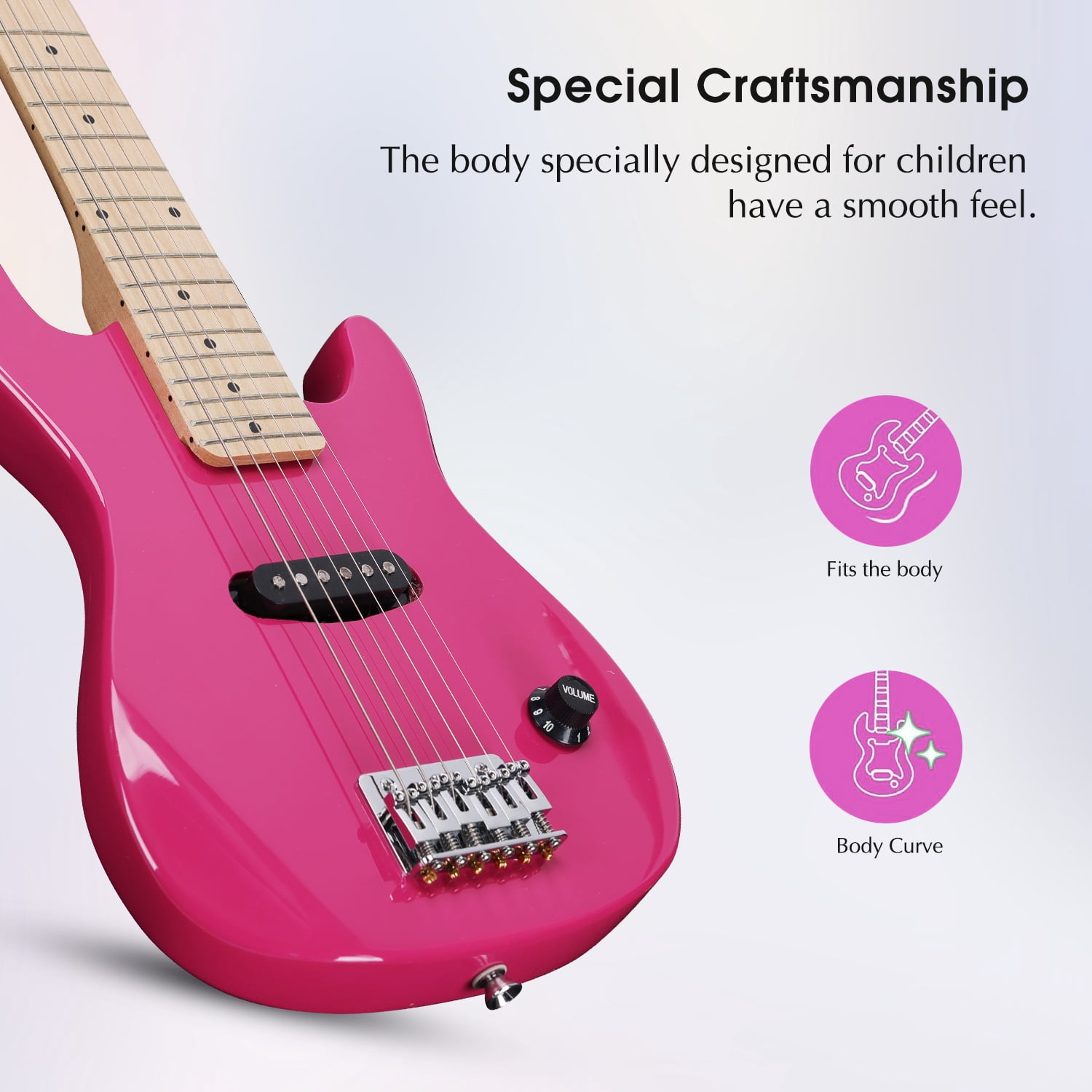 ADM 30 Inch Kids Electric Guitar Beginner Kit, Junior 1/4 Size Mini Electric Guitar for Children with Amplifier-Rose