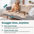 thumbnail image 3 of FurHaven Waterproof Throw Blanket For Dogs & Indoor Cats, Reversible Protective Pet Blanket, Extra Large, Long Faux Fur & Velvet, Taupe, 3 of 9