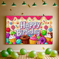 thumbnail image 7 of Happy Birthday Decoration Colorful Donuts Backdrop Banner Party Supplies Photography Props Kids Celebration Festival Event Decor Fun Balloon Cake Cupcake, 7 of 7