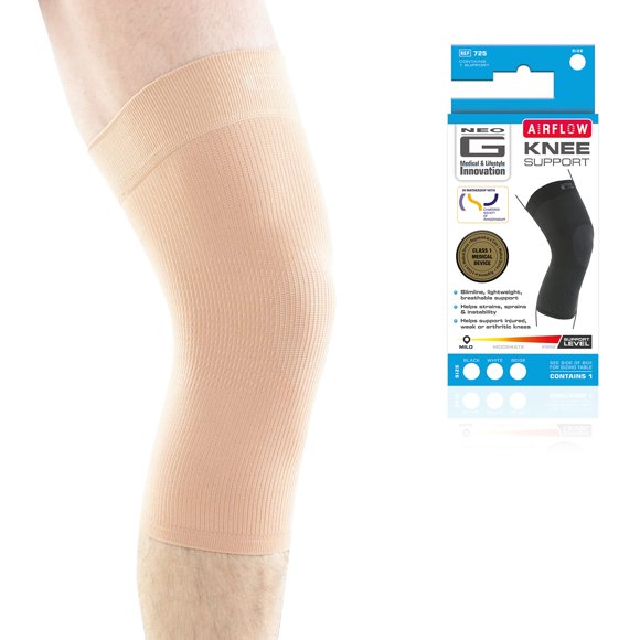 Neo-G Knee Sleeve for Daily wearing, Good for Sprains, Strains, Weak Muscles - Knee Sleeves for Men and Women – Fits for sports Running, Hiking, Yoga, Basketball - Airflow - Large - Beige
