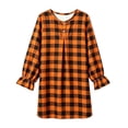 thumbnail image 4 of JIAYUE Girl Kids Nightgown Soft Lightweight Halloween Funny Print Long Sleeve Ruffle Cuff Round Neck Button Front Loose Cute Pajamas For Holiday Party Family Indoor Loungewear Nightwear,11-12 Years, 4 of 5