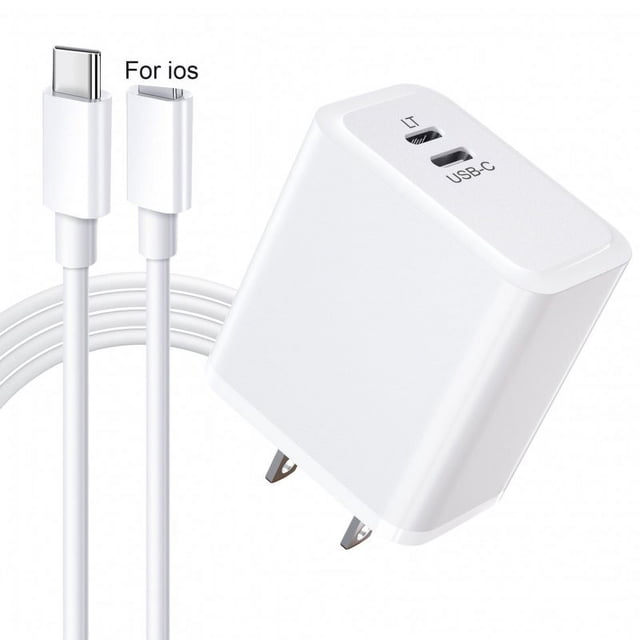 USB C Fast Wall Charger Block Fast Charging Plug Box Brick Double Ports Cube With Charging Cable 20W PD Power Type C Charging For Laptops Smart Phone US plug