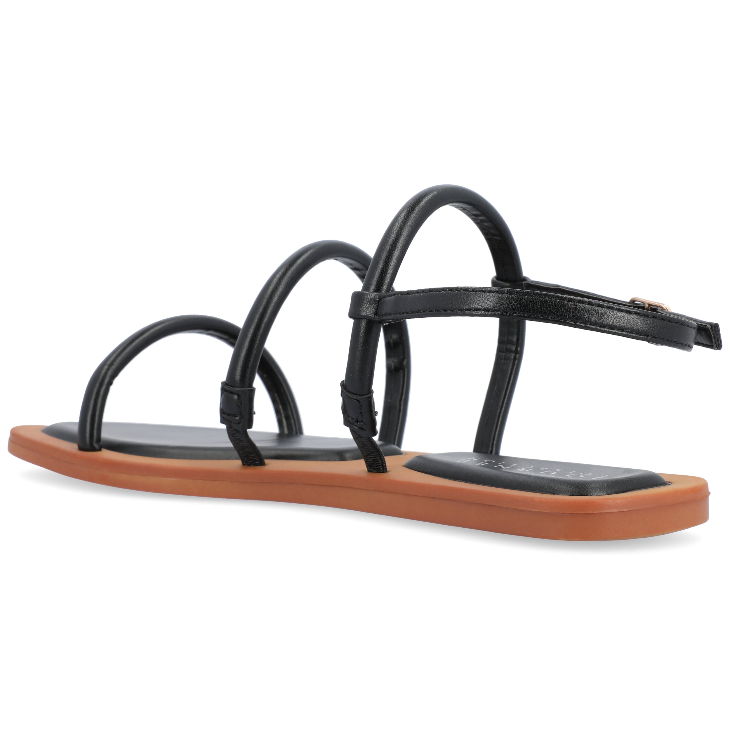 Journee Womens Karrio Buckle Sling Back Flat Sandals