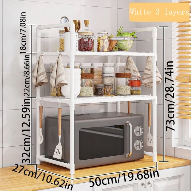 1 Microwave Storage Rack, Space Saving Countertop Kitchen Utensil And Cutlery Storage Rack, Plastic Kitchen Accessory Rack