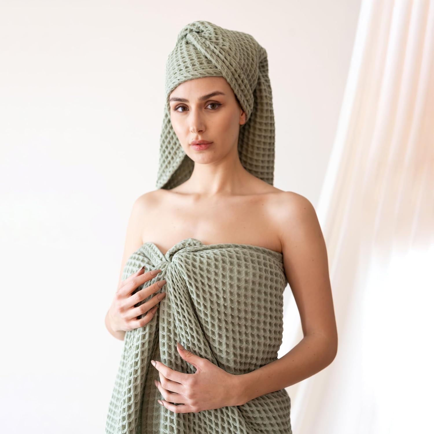Premium Waffle Bath Sheet Towels Pack of 2 Extra Large 35x71 inch - 100% Turkish Cotton, Waffle Weave, Quick Dry, Lint Free, Light, Thin, Oversized Bath Towel (Brown, Set of 2 Bath Towels)