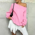 thumbnail image 6 of Women's Plus Size Oversized Off-Shoulder Long Sleeve Sweatshirt, No Hood Trendy Loose Fit Tops for Fall Winter Casual Wear, Daily Use, and Outdoor Activities Pink XXXL, 6 of 9