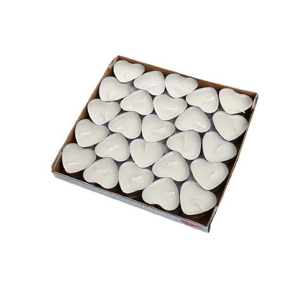 50 cajas de velas de aluminio para mesa de cumpleaños romántica, velas blancas, velas de té para hotel.