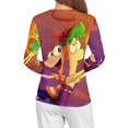 thumbnail image 4 of Phineas And Ferb Women’s Pajama Top 3D Digital Print Sleepwear Trendy Crewneck Pullovers Long Sleeve Shirts S, 4 of 8