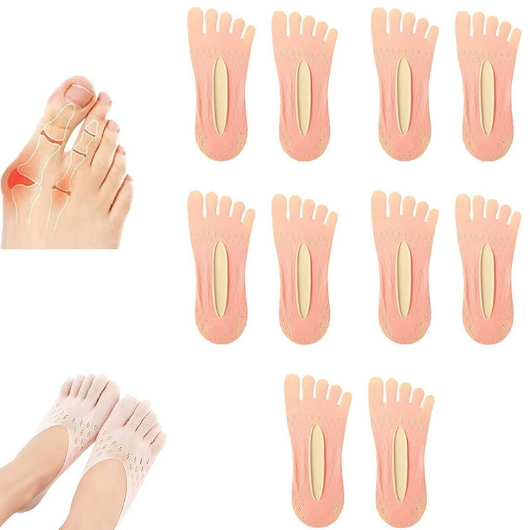 5 Pairs Orthopedic Toe Compression Socks, No Show Five Toes Socks,  Breathable Split Toe Five Finger Socks