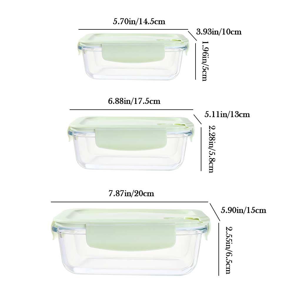Tableware Freezer Dishwasher 410/700/1040ml 3 Colors Glass Lunch Box  Microwave Oven Safe Food Storage Containers Airtight Lid Container BLUE  410ML