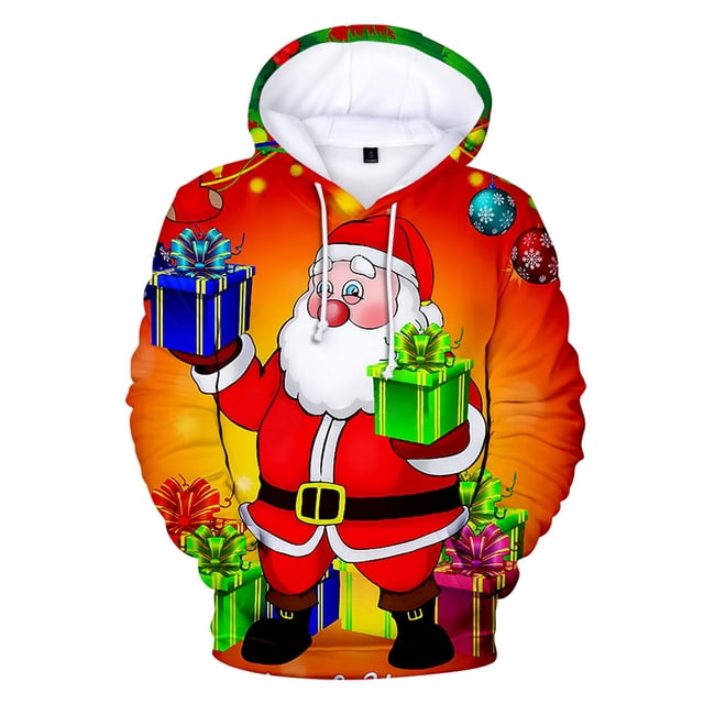 Pntutb Hombres y Mujeres Parejas Navidad 3D Digital Navidad Suéter con Capucha Pntutb Pntutb-5230