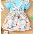 thumbnail image 4 of oqasdz Baby Girl Outfits Easter Toddler Ruffled Sleeve Tops Cute Cartoon Rabbit Suspender Skirt 2 Piece Clothing Sets Comfort Fit, 4 of 6