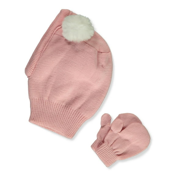 Koala Baby Baby Girls' 2-Piece Balaclava Hat With Mittens Set Color: cherry pink Size: 6 - 12 months