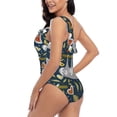 thumbnail image 4 of Zufioo Cute Sloth Print One-shoulder Ruffled One-piece Swimsuit, High Elastic Integrated Removable Chest Pad Swimsuit Suitable for Beach, Pool and Vacation-Large, 4 of 6