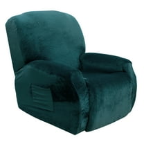 Lapalife Recliner Couch Covers Velvet Plush 4-Pieces Recliner Chair Slipcovers with Elastic Bottom, Green