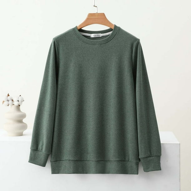 Pijama de manga larga para mujer, moda de color liso, manga larga, cuello redondo, ropa de dormir para el hogar, pijamas de poliéster para mujer
